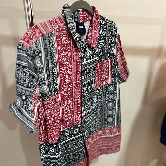 Kith | Shirts | Kith Button Cotton Camp Shirt Blue And Red